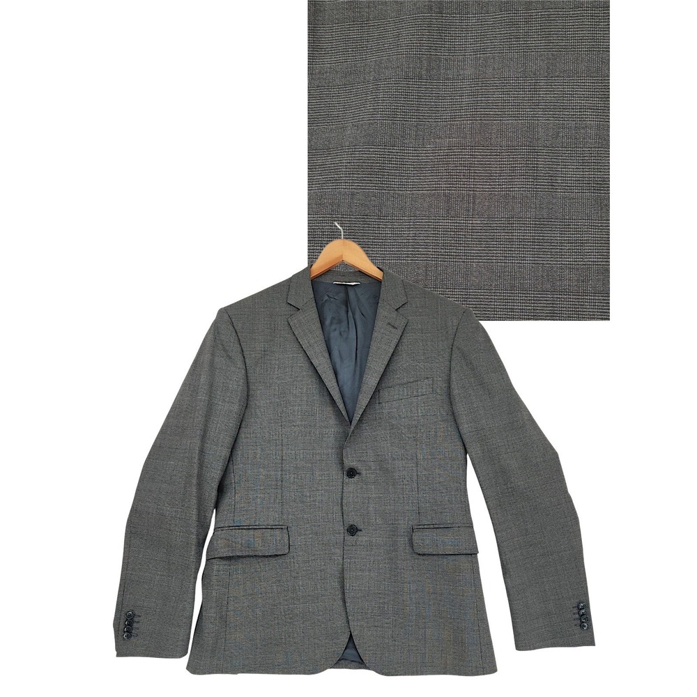 Vtg Pierre Balmain Blazer 44R Mens Gray Glen Check Plaid Wool Sport Coat Italian